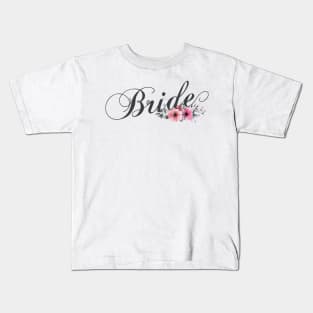 Simple and Elegant Bride Floral Calligraphy Kids T-Shirt